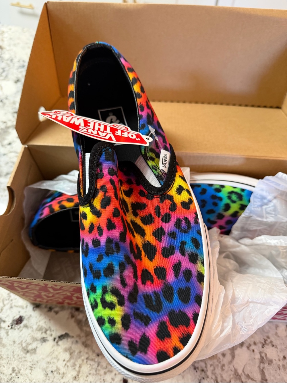 Vans Rainbow Multicolor Leopard Print Slip-On Sneakers